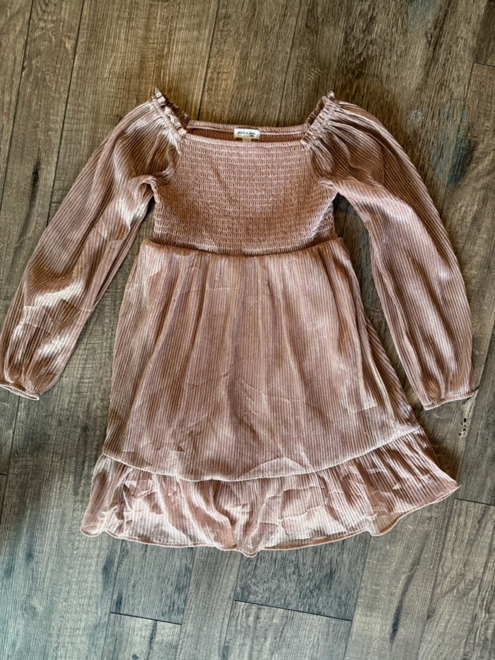 Stitch & pine kids Smocked Long-Sleeve Party Dress for Girls in Dusty Rose
